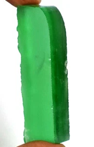 Lab-Created Green Topaz 140 Ct + Gemstone Slice Rough Certified New Inventory - Picture 1 of 10