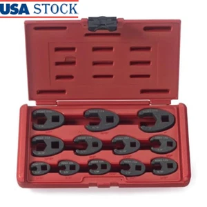 03323A Crowfoot Wrench Set 1/2" and 3/8” Drive Chrome-Moly Flare Nut Wrench Set - Picture 1 of 6