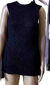 $995 M DONNA KARAN black label collection hand knotted cotton silk sweater M - Picture 1 of 15