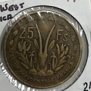 1956 French West Africa 25 Francs Foreign Coin #1875 - Picture 1 of 2
