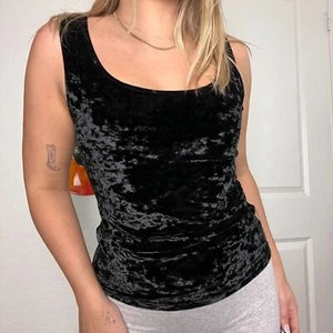 Y2K Hanky Panky Tanktop schwarz Samt U-Ausschnitt Gr. S  - Bild 1 von 4