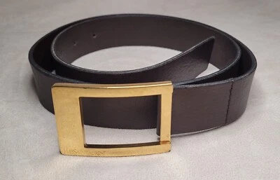 YVES SAINT LAURENT YSL CEINTURE BEAU CUIR MARRON VINTAGE  - Photo 1/4