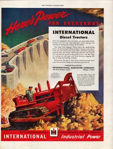 International Harvester Bulldozer Dam Construction Diesel Vintage Print Ad 1946 - Picture 1 of 4