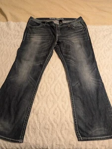 HARLEY DAVIDSON LADIES PLUS DARK WASH WHITE STITCHED SZ 24 JEANS GMC®️ - Picture 1 of 12