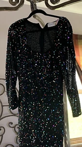 "Black Tie". sequined cocktail dress Oleg Cassini   - Picture 1 of 4