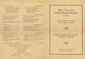 1926 Ernestine Schumann-Heink opera singer concert program Hiawatha Kansas - Picture 1 of 2
