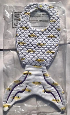 婴儿围兜淋浴礼物手工刺绣全新按扣棉婴儿双面乐趣 — 第 1/2 张图片