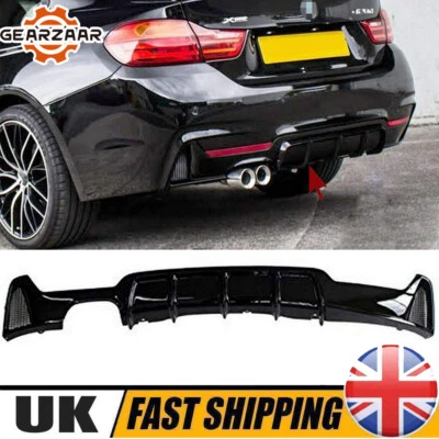 GEARZAAR Rear Bumper Lip Diffuser For BMW 4 Series F32 F33 F36 M Sport 13-21 Gloss Black