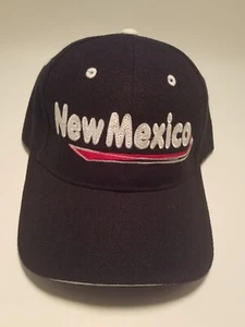 New Mexico Hat USA Adjustable Black Hat Cap Adult Size White/Red Embroidered NEW - Picture 1 of 7