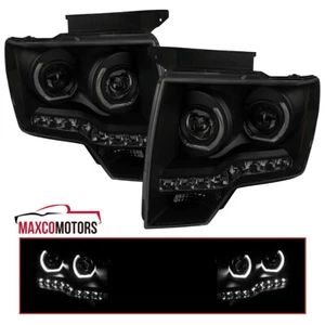 Black Smoke Projector Headlights Fits 2009-2014 Ford F150 LED Lamps Left+Right - Picture 1 of 8
