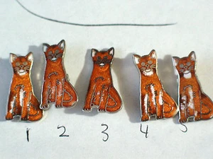 Vintage Cloisonne Abyssinian Cat Pin  choice of color give # when buying  (sm) - Picture 1 of 4