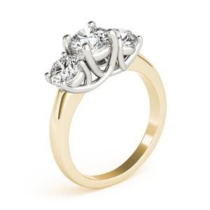 1.25CT Forever One Moissanite 3-Stone Trellis Ring Two Tone Gold C&C Certified  - Picture 1 of 1