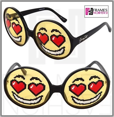 Gafas de sol Linda Farrow Jeremy Scott negras emoji EMOTICON2 sonrientes redondas de gran tamaño Foto 1 de 4