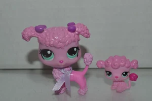 Littlest Pet Shop~#3599~Mom~Ribbon Collar~#3600~Baby~Puppy Dogs~Pink Poodles - Picture 1 of 3