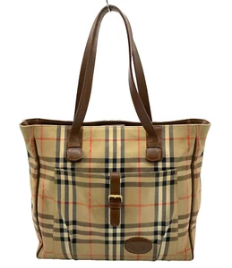 Authe Burberry Nova Check Shadow Horse Canvas Leather Brown Tote Bag NS041467 - Picture 1 of 17