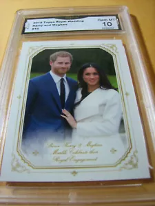 PRINCE HARRY MEGHAN MARKLE 2018 TOPPS ROYAL WEDDING ENGAGEMENT # 16 GRADED 10 - Picture 1 of 2