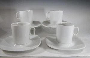 Block Langenthal Transition White Flat Coffee Cup & White Saucer Set of 4 - Picture 1 of 10