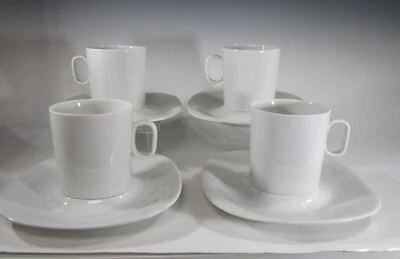 Block Langenthal Transition White Flat Coffee Cup & White Saucer Set of 4 - Image 1 of 4