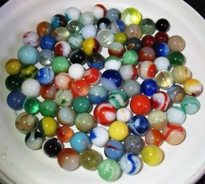 Vtg Lot of 90 Machine Made Marbles Various Makers Moss Agates Patches Swirls etc - Picture 1 of 18