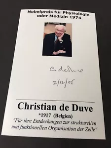 CHRISTIAN DE DUVE († 2013) Nobelpreis Medizin 1974 signed Foto 8x13,5 Autogramm - Picture 1 of 1