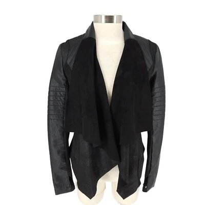 Blanc Noir Drape Front Moto Jacket Vegan Faux Leather Goth Quilted Jacket Small - Image 1 of 4