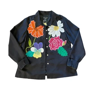 Russell Kemp Women’s Med Blouse Jacket Multicolor Button Down Long Sleeve Floral - Picture 1 of 4