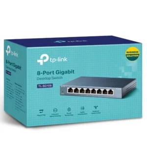 TP-Link TL-SG108 8-Port Gigabit Desktop Switch Steel Case Fanless 11.9Mpps - Picture 1 of 3