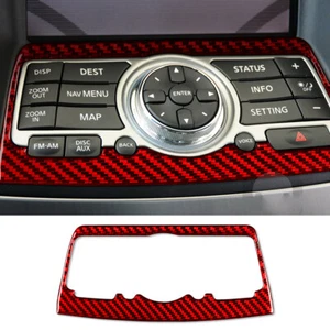 Red Carbon Central Control Multimedia Panel Cover for Infiniti G37 Sedan 2007-13 - Picture 1 of 11
