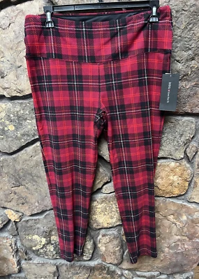 Intro Love the Fit Red Black Plaid Tummy Control Leggings Plus Sz 2X,3X NWT - Image 1 of 4