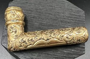Antique Victorian Rolled Gold Floral Repousse Walking Cane Handle Monogrammed - Picture 1 of 8