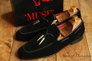 Jeffery West Martini Black Suede Leather Tasselled Shoes Loafers Men's UK 7 US 8 - Picture 1 of 11
