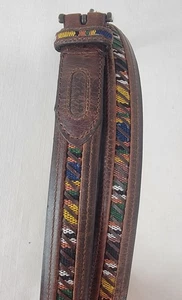 Vintage Columbia Sportswear brauner Ledergürtel Gr. 46 Southwestern Tribal Webeinlage - Bild 1 von 19