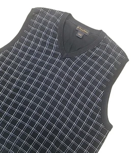 Chaleco Suéter Brooks Brothers Cuello en V Grande Azul Ventana Panel Cuadros Algodón Pima - Imagen 1 de 7