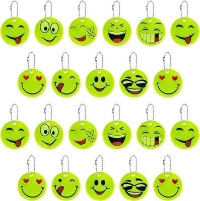 22 Stück Reflektoren Kinder, Kinder Sicherheits Reflektor Smiley  - Bild 1 von 4
