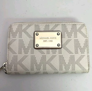 Portafoglio Michael Kors logo beige zip tondo classico preppy minimalista preppy - Foto 1 di 6