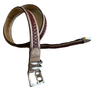 Tommy Bahama Hombre Talla 36 Marrón Cuero Trenzado Cuero Hebilla Plateada Cinturón España - Imagen 1 de 10