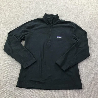 Pullover polar Patagonia para mujer pequeño negro 1/4 cremallera micro D logotipo de senderismo al aire libre Foto 1 de 4