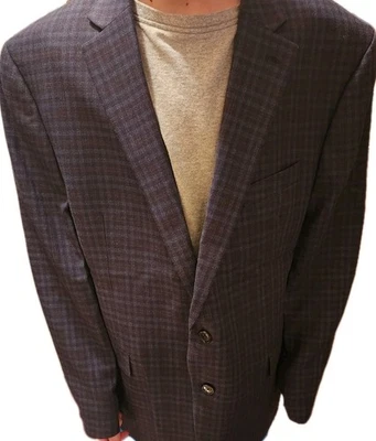 Lauren Ralph Lauren Blazer Mens 46R Blue Check Sport Coat Jacket Suit Wool Silk - Image 1 of 4