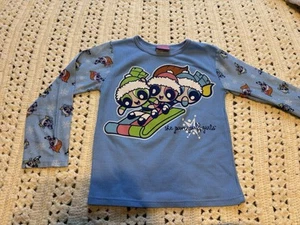 Vintage Y2K Cartoon Network powerpuff girls pajama shirt 7/8 fleece winter sled - Picture 1 of 6