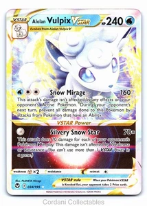 Alolan Vulpix VSTAR 034/195 - Silver Tempest - Pokemon Card - Near Mint - Foto 1 di 2