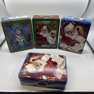 LOT OF 4 VTG Oreo Nabisco Christmas holiday Collector Tins 1996 1997 & 2000x2 - Picture 1 of 11