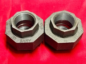 Anvil 0812508810 1-1/4" Black Malleable Iron Union FNPT x FNPT, USA (2 Pack) NEW - Picture 1 of 3