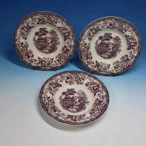 Royal Staffordshire Clarice Cliff Tonquin Plum - 3 Soup Bowls - 8 inches - Picture 1 of 5