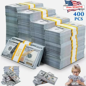 400 PCS FAKE BANK GAMES PLAY MONEY KIDS CASH PAPER 100 DOLLAR BILLS $$$ PARTY - Picture 1 of 12