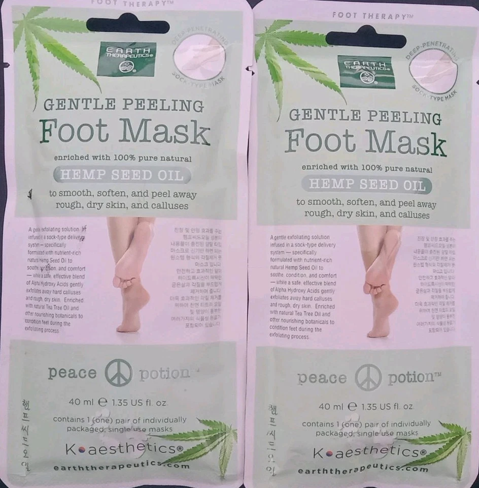 Earth Therapeutics Gentle Peeling Foot Mask Hemp Seed Oil 2 Packs - Image 1 of 4