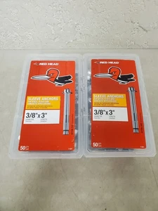 *2 50er Packungen* Roter Kopf 3/8 Zoll x 3 zoll Sechskanthülsenanker aus verzinktem Stahl - Bild 1 von 5