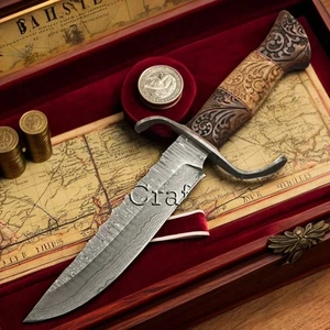 VIKINGS CUSTOM MADE HAND FORGED DAMASCUS STEEL, CAMPING, OUTDOOR, HUNTING, O-199 - Picture 1 of 10