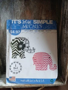 Coser simple patrón McCalls L9573 juguete de peluche animal elefante de la suerte 12"" - Imagen 1 de 3