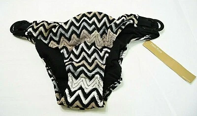 Perry Ellis Women's Swimsuit Bikini Bottom Chevron Print Black Gray Size M NWT - Image 1 of 4