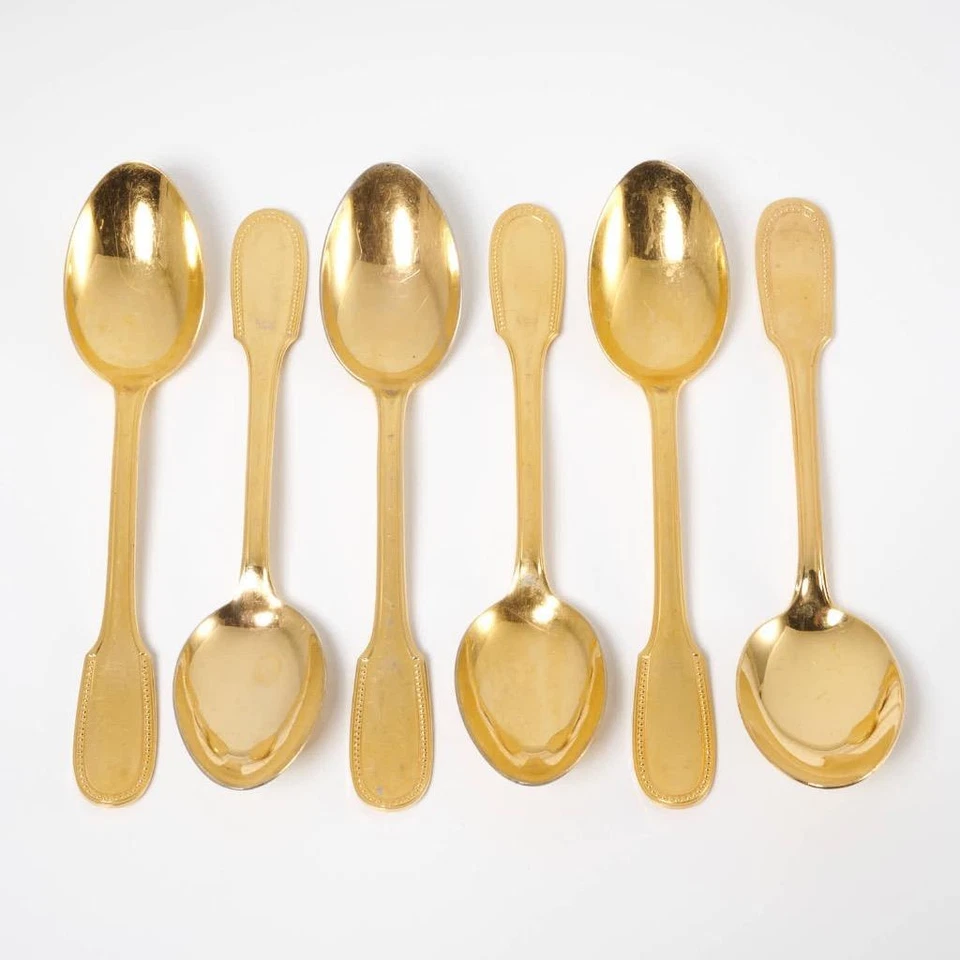 Georgian House Perles 18/10 Stainless France Goldplate Tablespoons 6 pieces - Image 1 of 4